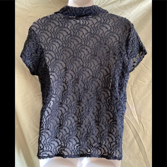 Giorgio Fiorliri Collection Black Sheer Short Sleeved Top w/Shapes, sz Medium - Picture 2 of 3